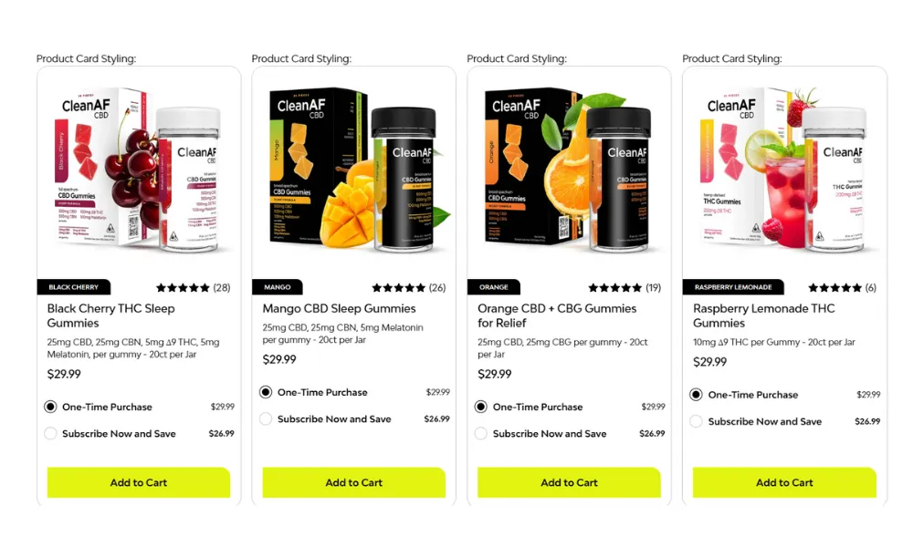 CleanAF CBD's Product Pricing