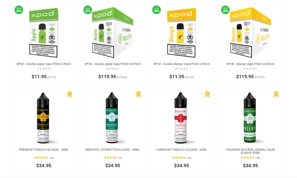 EPuffer’s Product Range and Categories