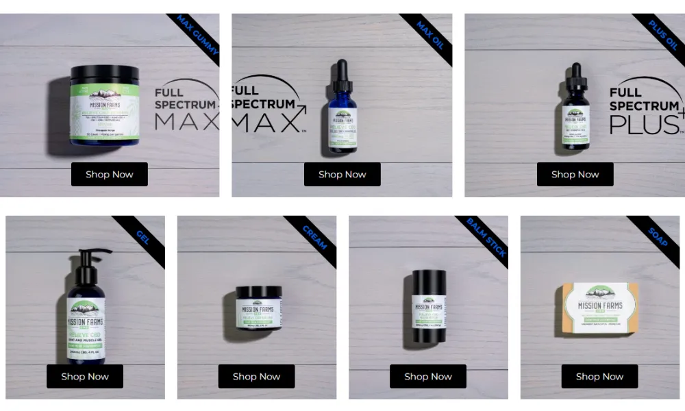 Mission Farms CBD Product Range
